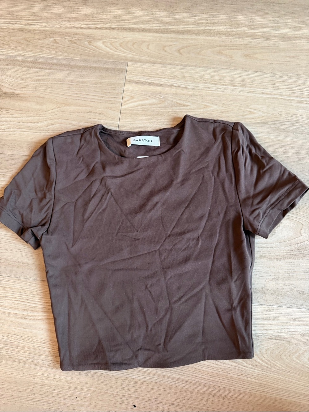 Babaton Chocolate Brown Short Sleeve Crewneck Tee